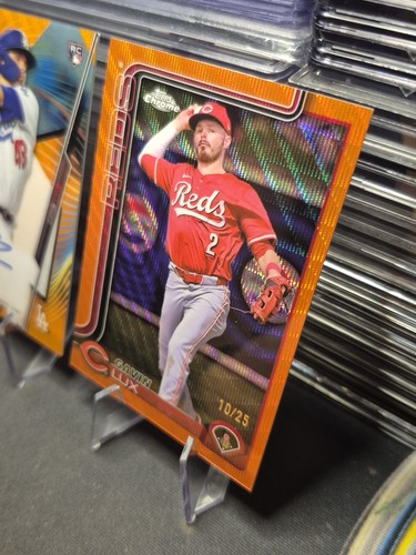 2 Card Gavin Lux Rookie Chrome Lot OnCard Auto+Orange Wave /25 Reds/Dodgers LšK - Picture 8 of 21