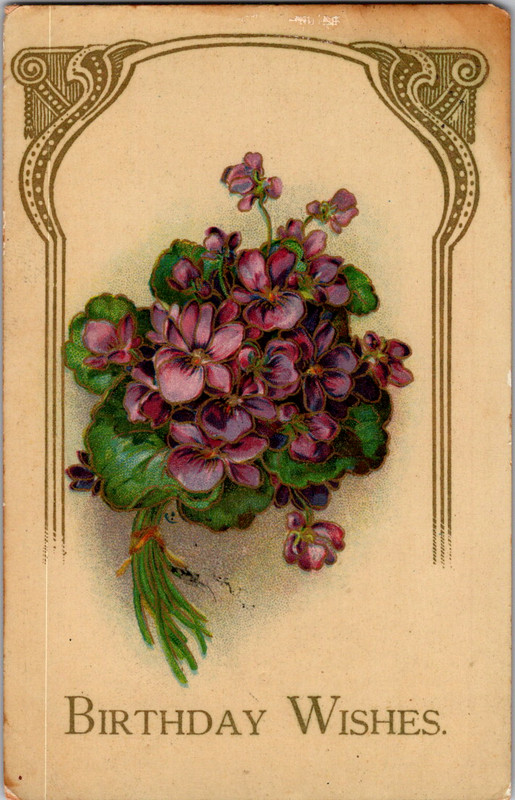 Postcard Birthday Wishes Flowers Divided Back ca. 1907-1915