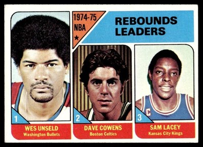 1975-76 Topps Basketball Card Cowens Unseld Lacey NBA Rebounds #4 EX-MT