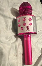 As is not tested, Pink/Silver Handheld Karaoke Microphone