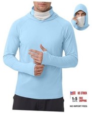 Men's UPF 50 Sun Protection Hoodies Mask Long Sleeve XX-Large Ice Blue