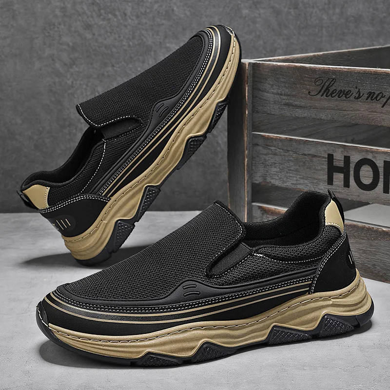 Zapatos informales para hombre de malla resistentes a la suciedad antideslizantes suela suave zapatos perezosos de un pie