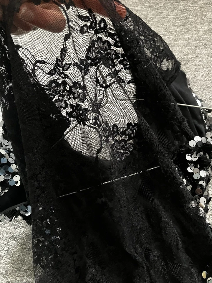 Stunning Sequined Dress With Lace Panel Back - Size 8-10 - Great For Festivals - Image 4 of 4