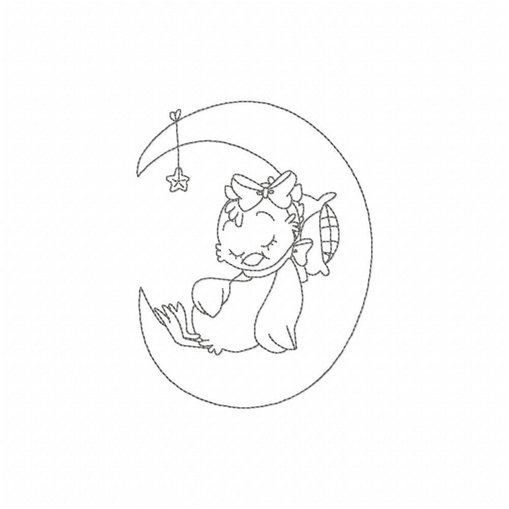 Bluework Sleeping Time Chicks Machine Embroidery Designs on CD 3 sizes 4x4, 5x7