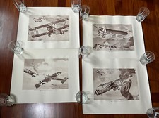 Lot of 4 - Vintage Phillips Petroleum Prints 21x17 - WW1 Fight Scenes Plates 1-4