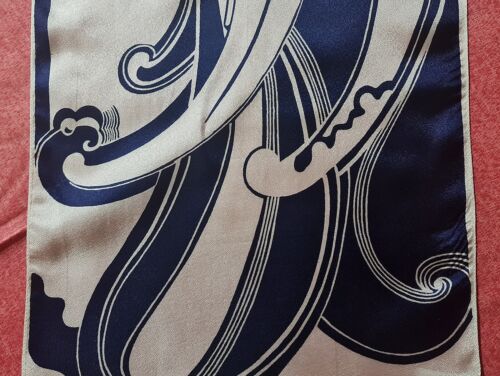 BUFANDA CABALLERO VINTAGE AUTÉNTICA PAISLEY ART BLANCO AZUL RAYÓN LARGA PARA HOMBRE - Imagen 2 de 3