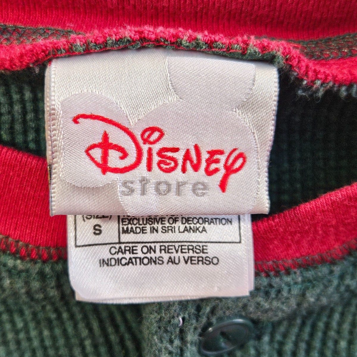Disney Mickey Mouse Shirt Men Small Green Red Embroidered Thermal