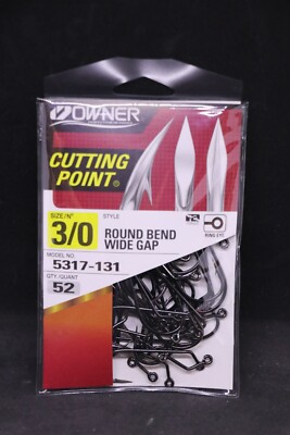 Owner 5317-131 60° Round Bend Wide Gap Jig Hooks - Size 3/0 Pro Pack of 52