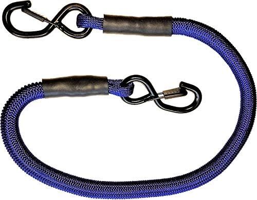 SuperBungee Blue 2-FT Cord with 2 Steel Spring-Clip Rubber-Coated Hooks 3440BL
