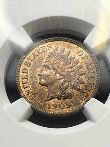 Old Scarce 1909 P Indian Head Cent Penny Graded NGC MS64 RB Red Brown Near Gem