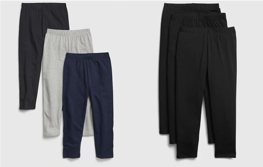 New Gap Kids Girls Capri Cotton Legging Set of 3 Navy Gray Black 8 10 Elastic