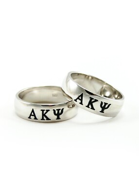 Alpha Kappa Psi Sterling Silver ring with Black Enamel letters