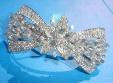   STUNNING Clear Rhinestones Bowtie Flower Hair Barrette  
