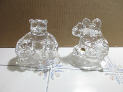 Set of 2 Cristal D'Arques Crystal Coca Cola Coke Figurines Polar Bears Santa EUC
