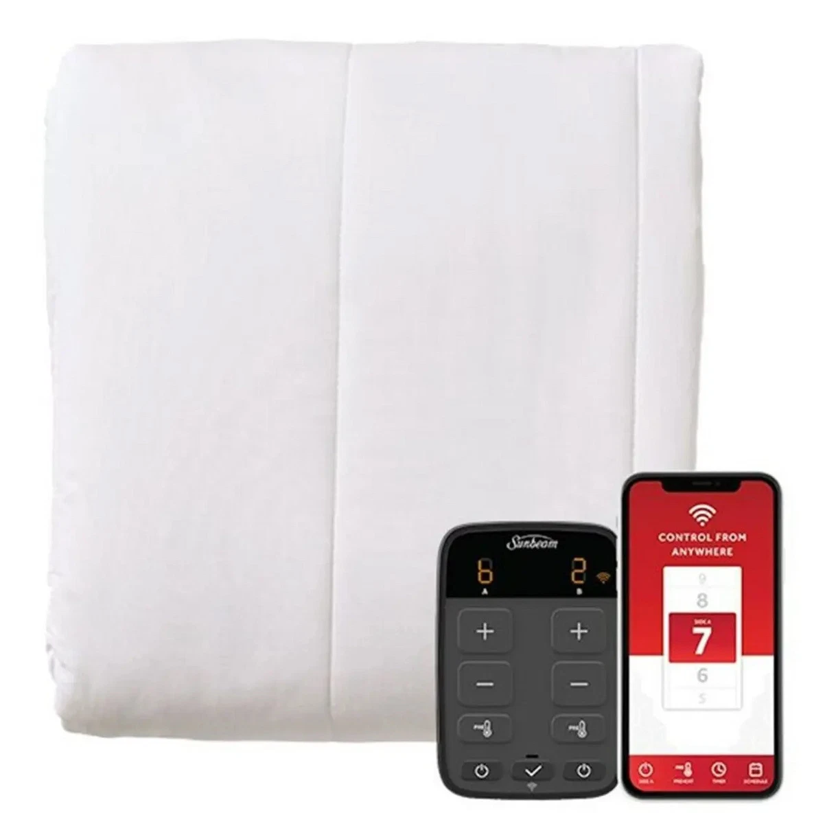 Sunbeam Queen Electric Heated Mattress Pad w Digital Controller Wi-Fi  Connection 53891156165 | eBay