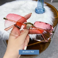 Rimless Square Fashion Sunglasses For Women Driving Retro Party Shade Glasses