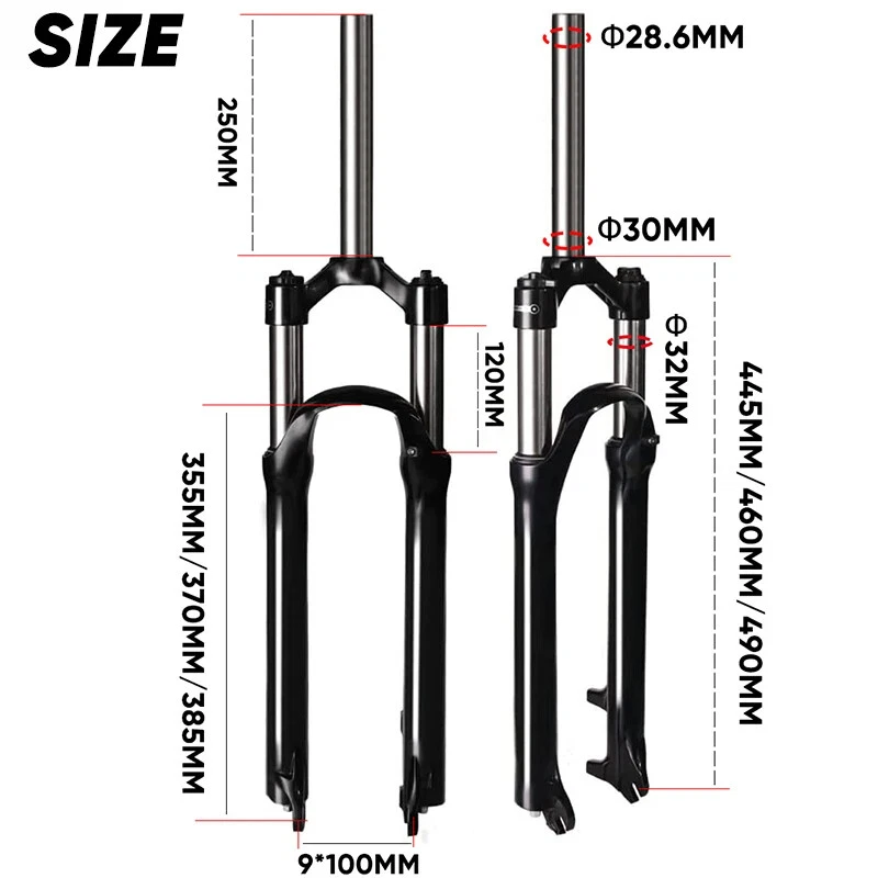 Mountain Bike Front Suspension Air Fork 26/27.5/29inch Travel 120mm Disc Brake - Image 3 of 4