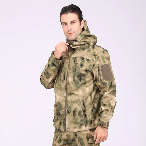 Giacca a vento tattica uomo soft shell giacca esercito jacket cappuccio tempo libero ~ - Foto 40 di 65