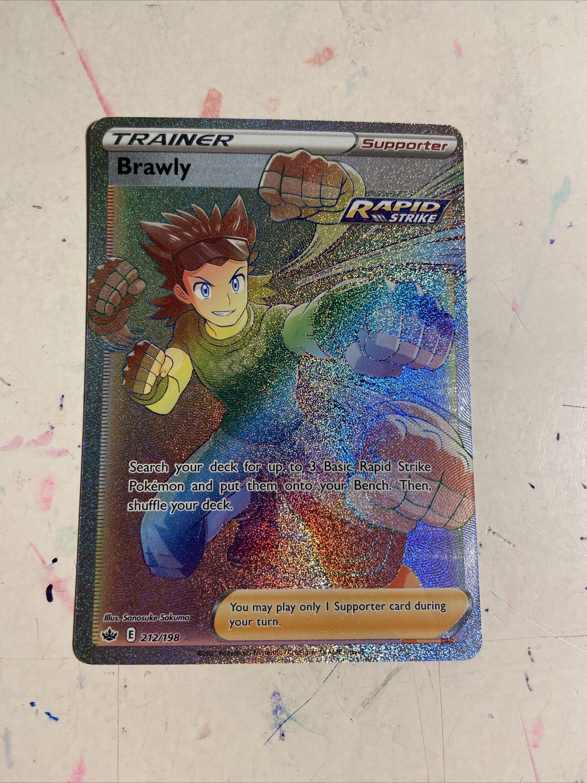 Brawly Full Art Trainer Rainbow Secret Rare - 212/198 Chilling Reign - NM