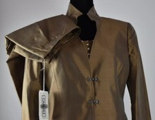 Carlisle Size 6/8 Silk Skirt Top Blazer Jacket Suit Set Sheen Java Brown Shells