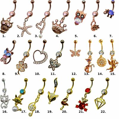 PIERCINGO ROSEGOLD Bauchnabelpiercing Stahl EPOXY KRISTALL Bauchnabel Bananabell
