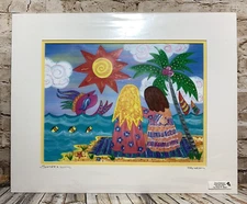 Sonia Robinson Sisters Lithograph Matted Key West Art Gallery 14" x 10.5"