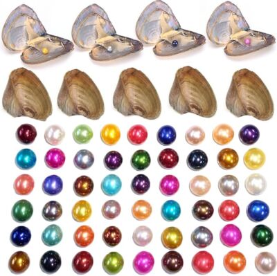 50PCS Freshwater Near Round Oyster Pearl with Pearls Inside Random 7-8mm DIY