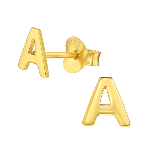925 ECHT SILBER, Gold *** Ohrstecker Buchstabe vergoldet 6 mm, Single oder Paar - Picture 4 of 14