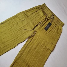 Rachel Zoe Women's Size S NWT Wide Leg Satin Drawstring Pants Green