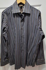 BANANA REPUBLIC Men's Shirt Striped Long Sleeve French Cuff Large 16-16.5