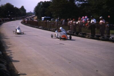 Kodak Slide 1950s Red Border Kodachrome Soap Box Derby Car Race 