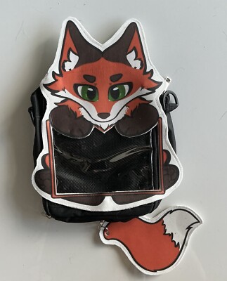 Red Wolf Fox Dog Ita Pin Window Black Bag With Removable Face