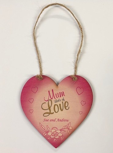 Personalised Mother's Day Mum Wooden Heart Plaque Sign