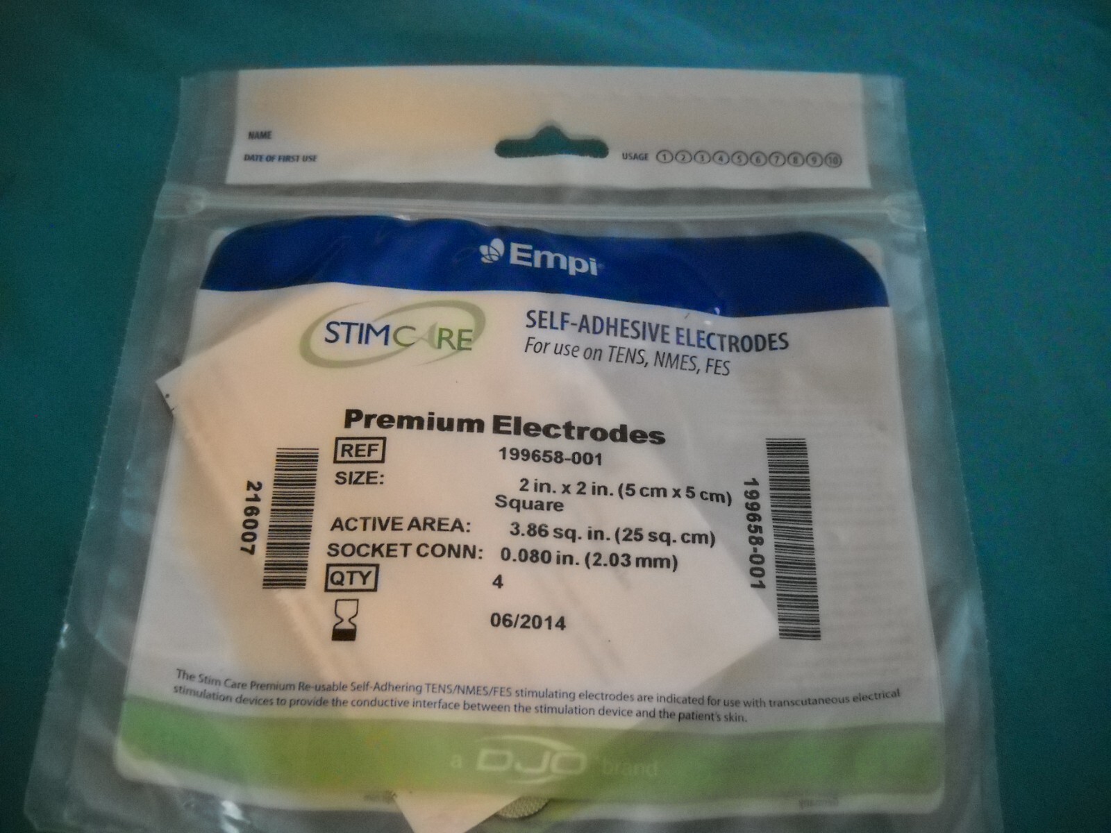 EMPI SELF ADHESIVE ELECTRODES 2" X 2" SQUARE, 4 SETS EACH SET HAS 4