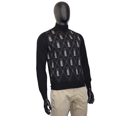 Great RRP1100$ Men's ZILLI Pullover Sweater 40US/UK 50IT M Black Cashmere & Silk