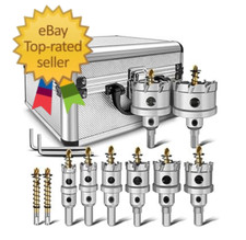 TCT Carbide Hole Saw Kit for Hard Metal, 12 pcs Heavy Duty Carbide Tungsten Carb