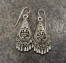 Silver Filigree Boho style chandelier earrings with Sterling Silver earwires