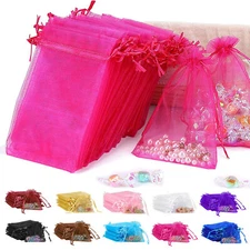 100/200 pcs Organza Gift Candy Sheer Bags Wedding Party Favor Decoration Pouches