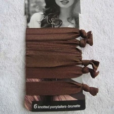 6 Scunci Brunette Knotted Ribbon Elastics Ponytailer Hair Bands No Metal Shiny