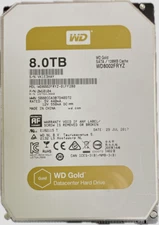 Western Digital Gold 8TB WD8002FRYZ 7200RPM SATA 128MB Cache 3.5-Inch Wiped