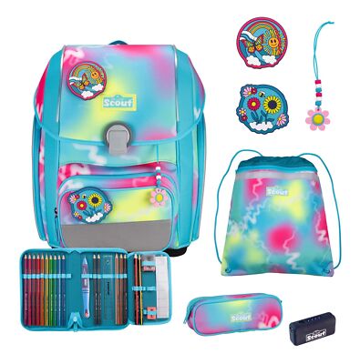 Scout Safety Light Genius Set 5-teilig Schulranzen Happy Rainbow Neu