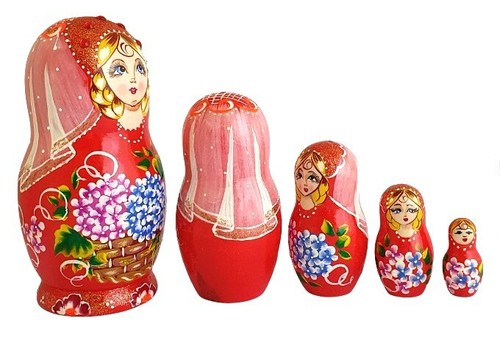 RUSSISCHE STECKPUPPEN ROT MATROSCHKA HANDBEMALT VON ORLOVA - Bild 3 von 3