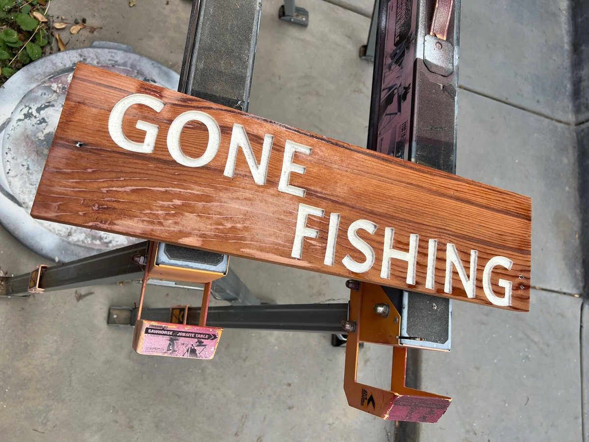 Vintage Inspired Wooden GONE FISHING Sign | eBay