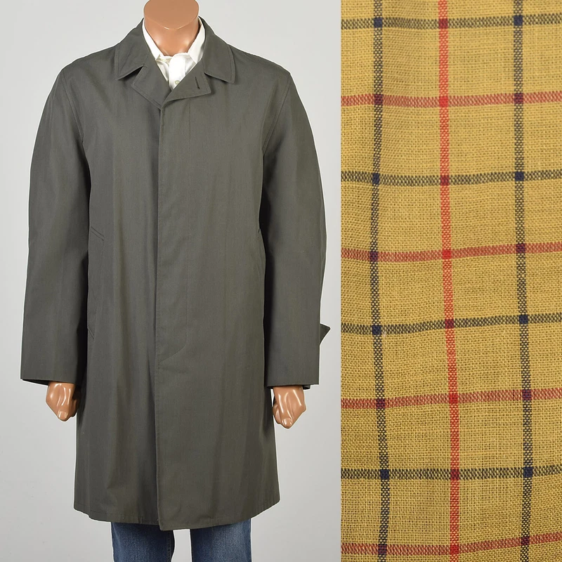  1960s lightweight rain coat yellow plaid casual jacket