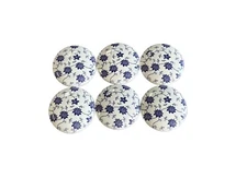 Set of 6 Blue Floral Vines Wood Cabinet Knobs Drawer Knobs and Pulls