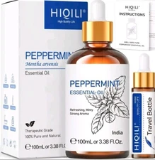 HIQILI Peppermint Essential Oil 3.38oz Pure Natural Mint Oil Exp 07/2027