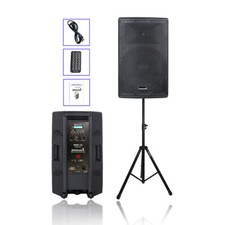 15" Powered Active Loudspeaker 4000W Speaker  Stand Universal Adjustable Height
