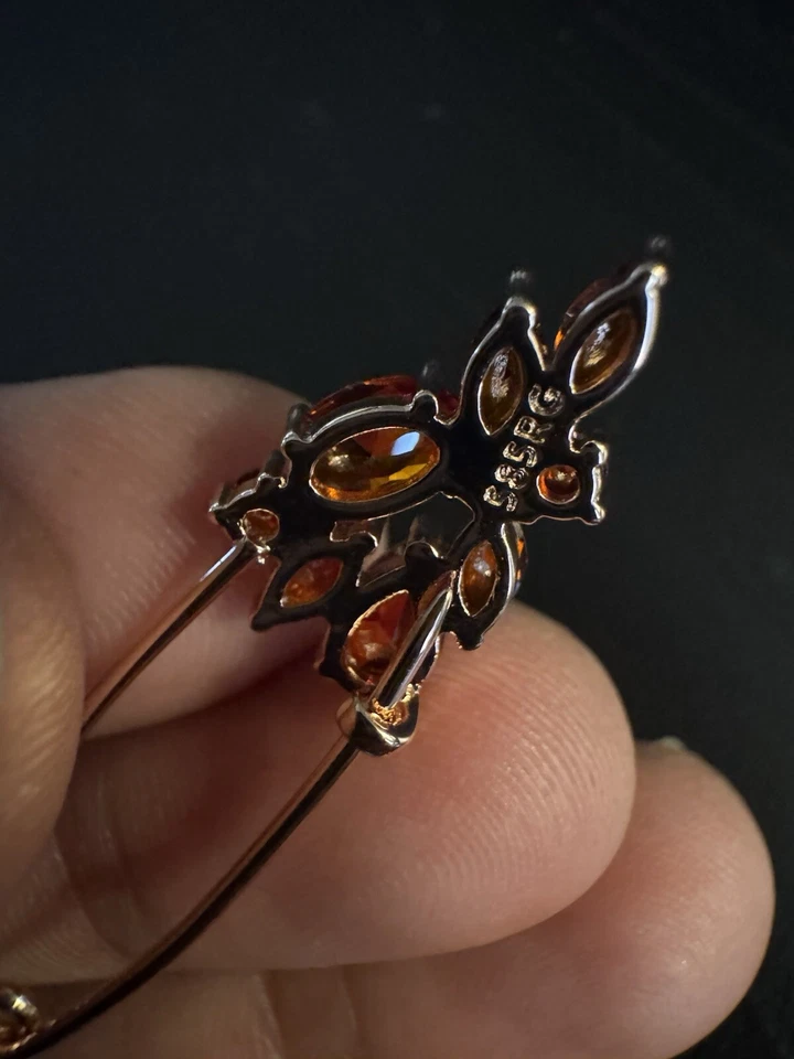 Broche prendedor 585 14K RG estampado 1,25” circón natural coñac encanto Foto 4 de 4