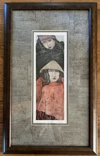 Irene Klar ‘Totem’ an original etching, printed by hand with watercolour added