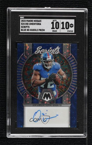 2023 Panini Mosaic Scripts No Huddle Blue Prizm Osi Umenyiora SGC 10 GEM Auto